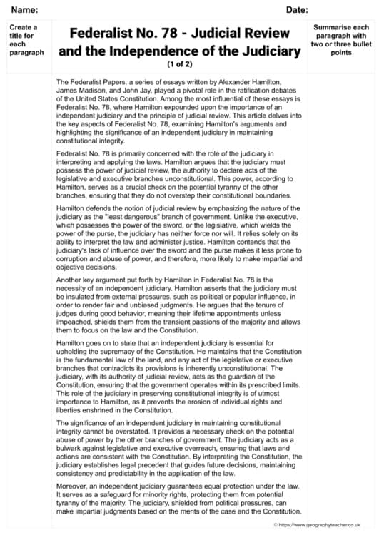 Federalist No. 78 - Judicial Review and the Independen…