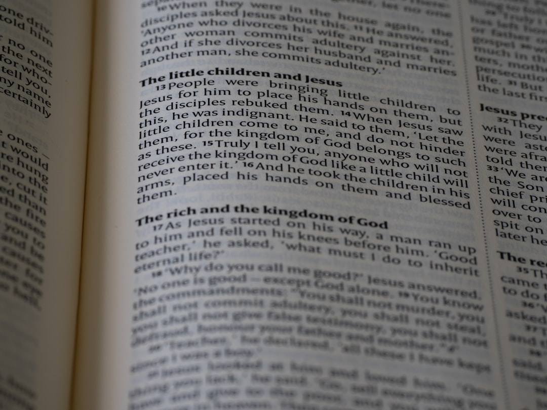 a close up of an open book with text